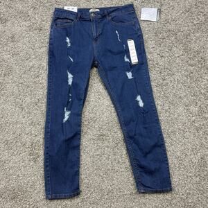 Denim Gold Premium Stretch Blue Ripped Holes Jeans Men 36x28